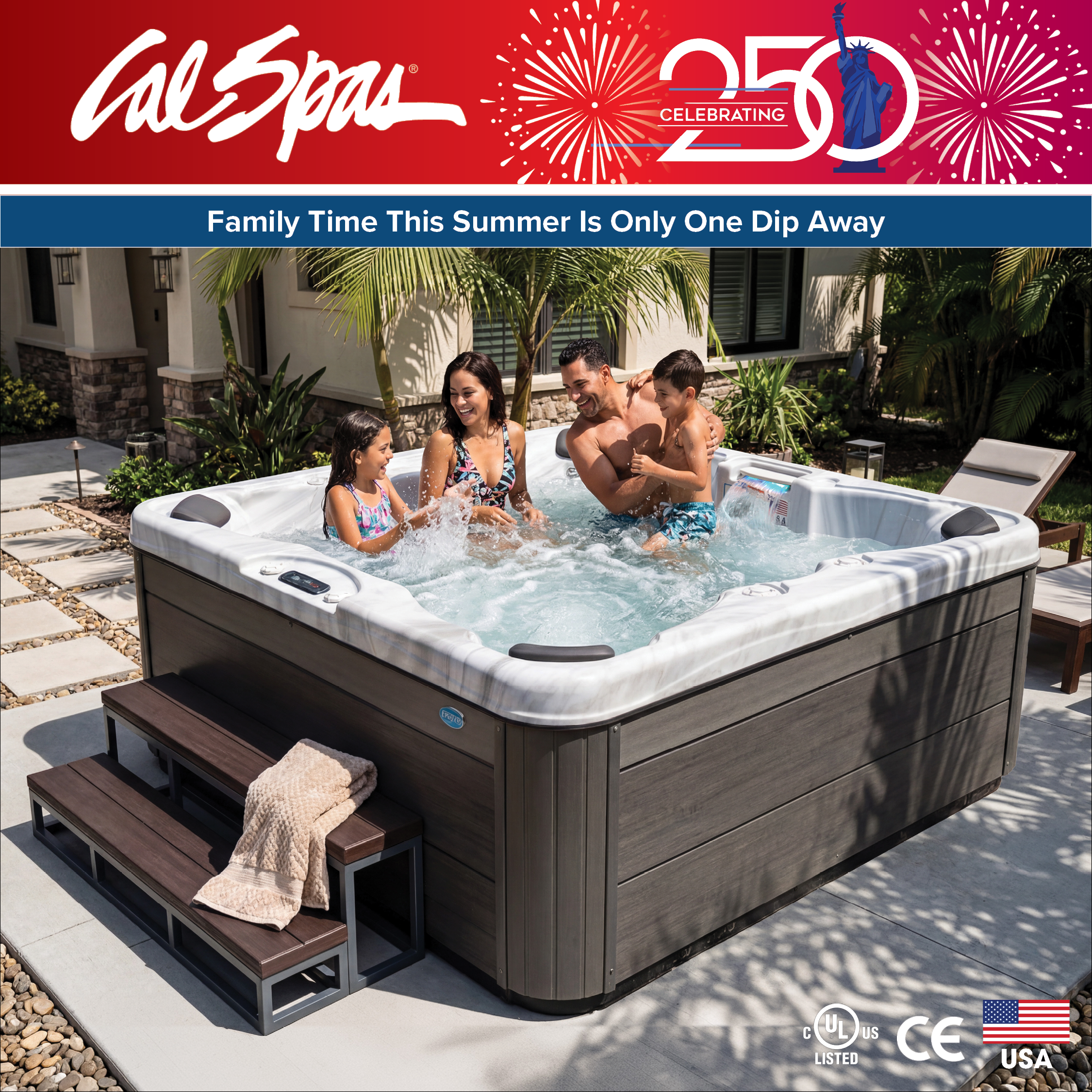 Calspas hot tub being used in a family setting - Pittsburg